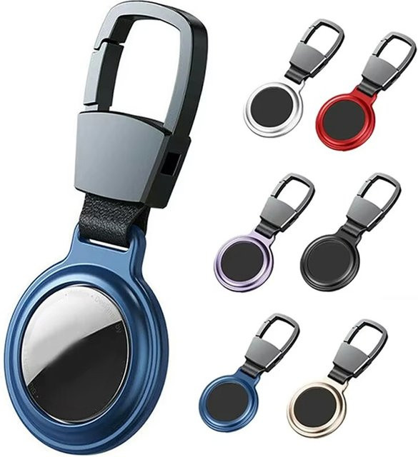 Magnetische Metall Schutzhülle für Apple AirTag in Lila als Schlüsselbund Halter und Haustier Kragen Locator - Bild 1