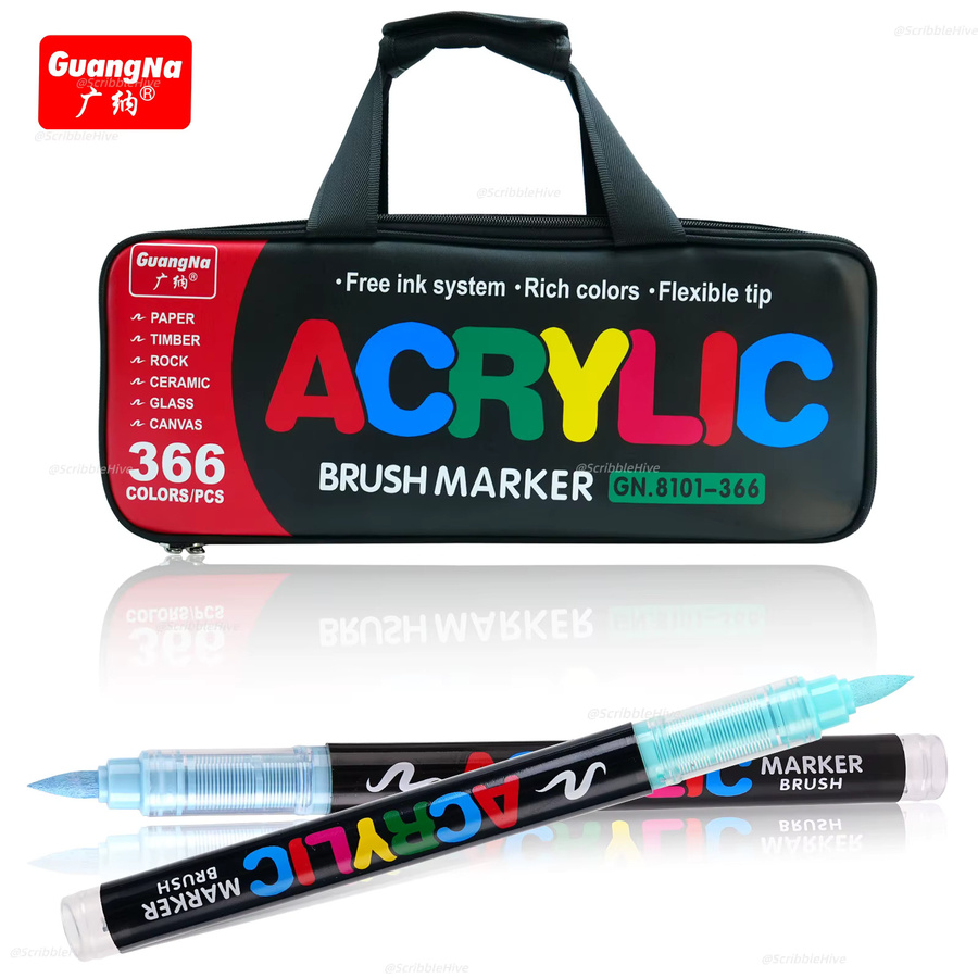 Professionelle Acryl-Farbmarker Set mit 366 Farben und weicher Pinselspitze für DIY-Handwerk in Multicolour - Bild 3