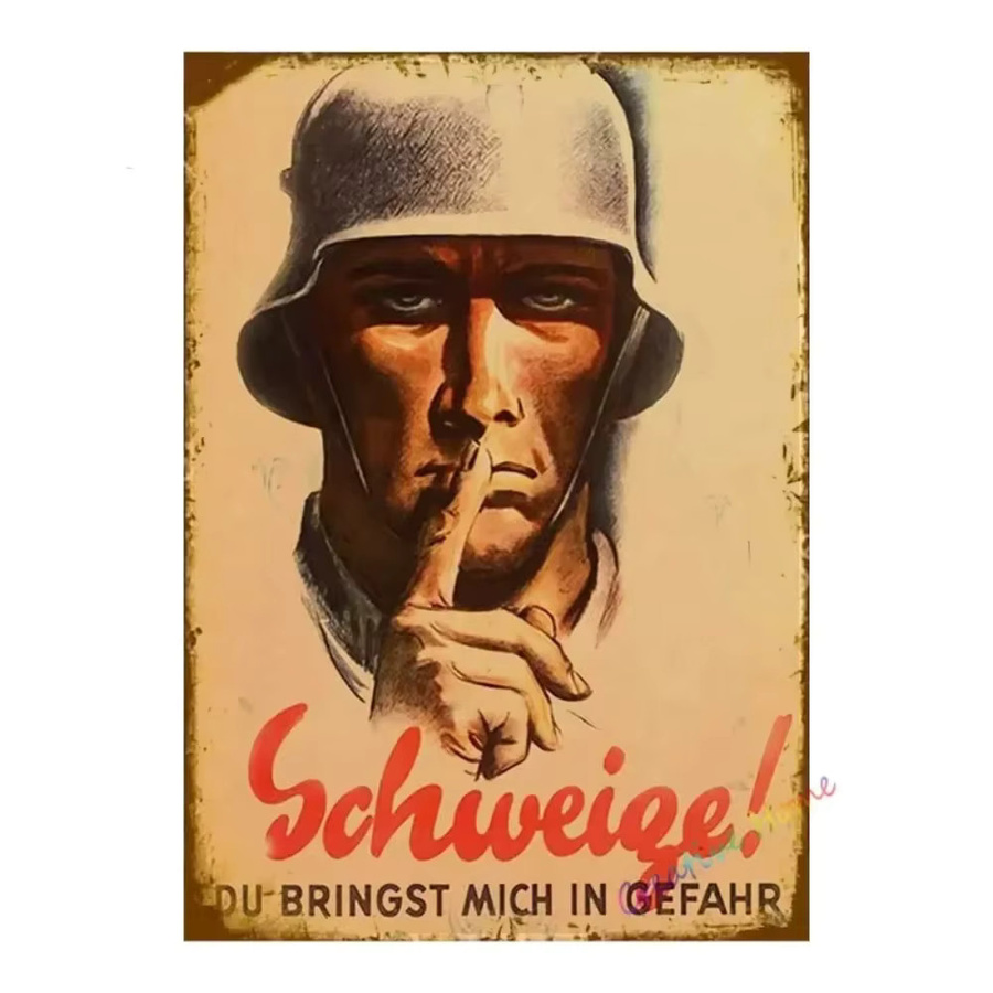 Hello Young Vintage Metallschild Keep Quiet Wandkunst in Mehrfarben B: 30,0 cm, H: 20,0 cm, T: 1,0 cm - Bild 2