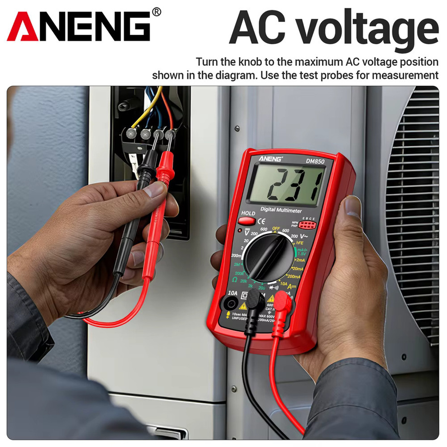 ANENG DM850 Digitales Multimeter Professioneller AC/DC Spannungs- und Stromtester mit 1999 Messungen als Automatischer Ohm-Amperemeter-Detektor - Bild 2