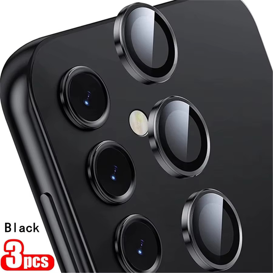3er-Set Metallic Glanz Objektiv Schutz Abdeckung für Samsung Galaxy S23 FE S24 S25 Plus A15 A35 A55 in Schwarz - Bild 2