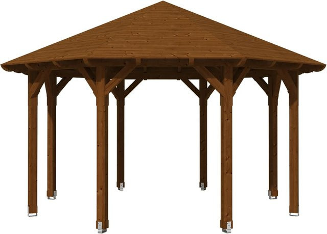 Skan Holz Pavillon Lyon 2 aus Douglasie in Nussbaum Braun, Durchmesser: 484 cm, Höhe: 330 cm - Bild 1