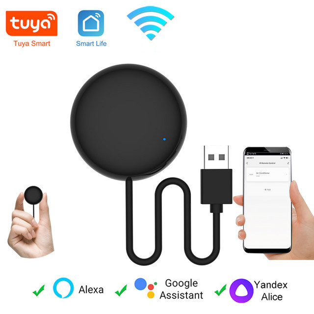 Tuya WiFi Smart IR-Fernbedienung in Schwarz zur universellen Steuerung von TV und DVD, kompatibel mit Alexa und Google Home via Tuya Smart Life - Bild 1