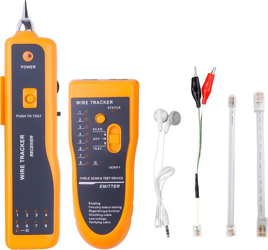 Kebidumei Netzwerkkabeltester LAN-Telefondraht-Tracker mit Diagnoseton für STP UTP Cat5 Cat6 RJ45 RJ11 in Gelb - Bild 1