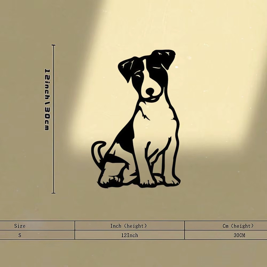 CIFBUY Vintage Jack Russell Terrier Wandkunst aus Metall in Schwarz - Bild 2