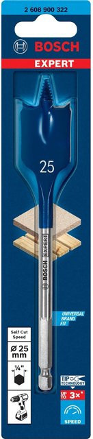 Bosch Expert Selfcut Flachfräsbohrer für Holz, Blau, Durchmesser: 25 mm, Länge: 152 mm - Bild 1