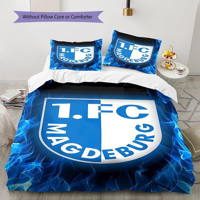 1. FC Magdeburg Bettwäsche Set in Blau mit 1 Bettbezug und 2 Kissenbezügen, B/H: 220 x 240 cm - Bild 1