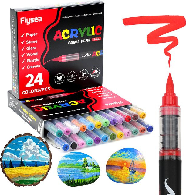 24 Farben Acryl-Marker Set mit starker Deckkraft für Kunst, Zeichnen und DIY Basteln in Multicolour - Bild 1
