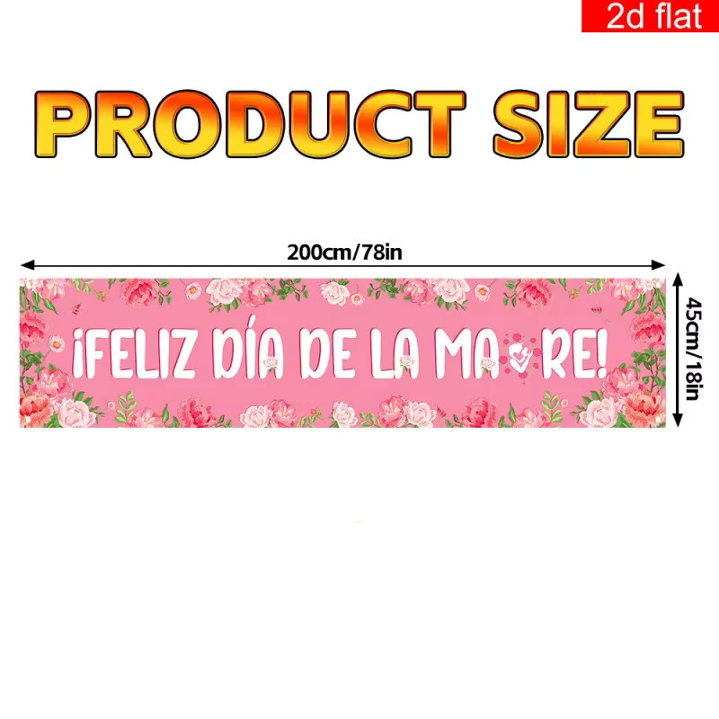 OURFETE Spanisches Muttertags-Hängebanner Feliz Día De Las Madres in Pink mit floralem Design für Garten und Hof - Bild 4
