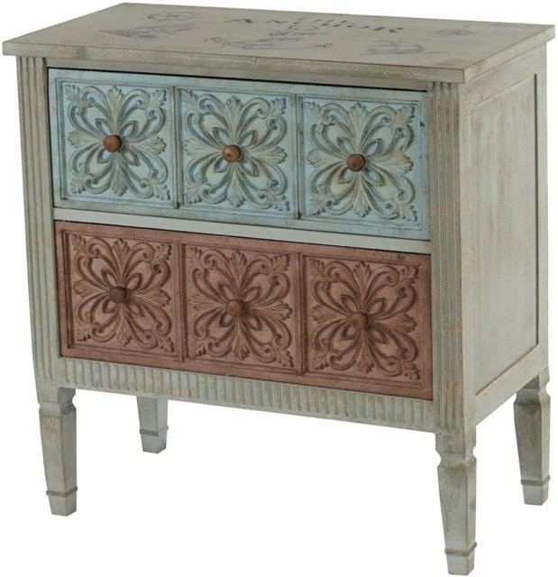 MCW Kommode Almada Sideboard im Shabby-Look mit Blumenornament, Grau, B/H/T: 80 x 79 x 40 cm - Bild 2