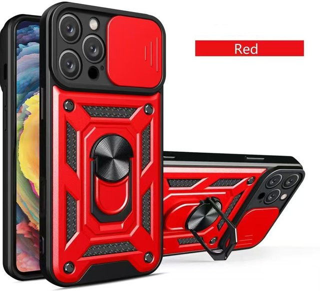Tuiying002 Panzerhülle mit Schiebe-Kameraobjektivschutz und Metallring-Stoßfänger für iPhone 16 15 14 13 12 11 Pro Max Plus - Bild 1