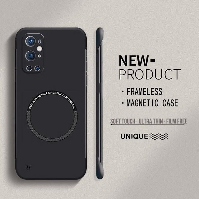 Ultradünne magnetische Handyhülle aus Hart-PC für OnePlus 9R, 8, 9 Pro und 8T in Schwarz mit mattem Finish und rahmenlosem Design - Bild 1