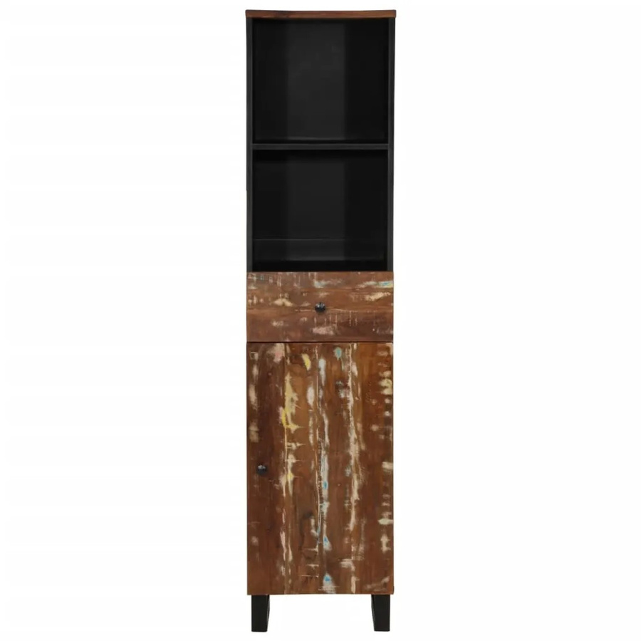 vidaXL Badschrank aus Massivholz in Braun mit Türen und Regalfächern, B/T/H: 38 x 33 x 160 cm - Bild 2