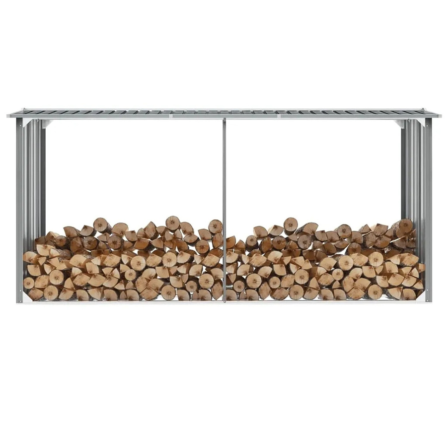 vidaXL Brennholzlager aus verzinktem Stahl in Grau, B/T/H: 330 x 92 x 153 cm - Bild 2