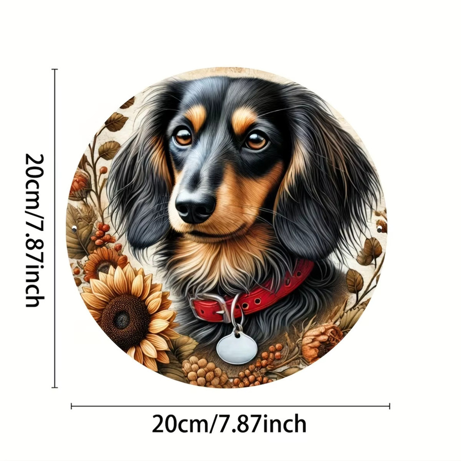 Potdemiel 2D-Dachshund Rundes Metallschild zur Aufhängung, Mehrfarbig, Durchmesser: 20,3 cm - Bild 2