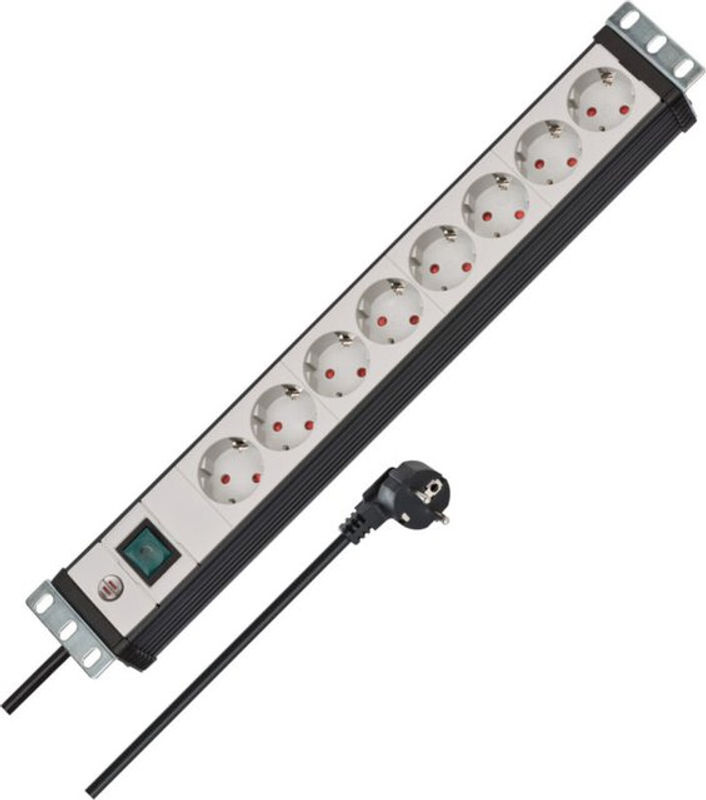 Brennenstuhl Premium-Line 19 Zoll Steckdosenleiste 8-fach in Schwarz und Grau mit 3m Kabel - Bild 2