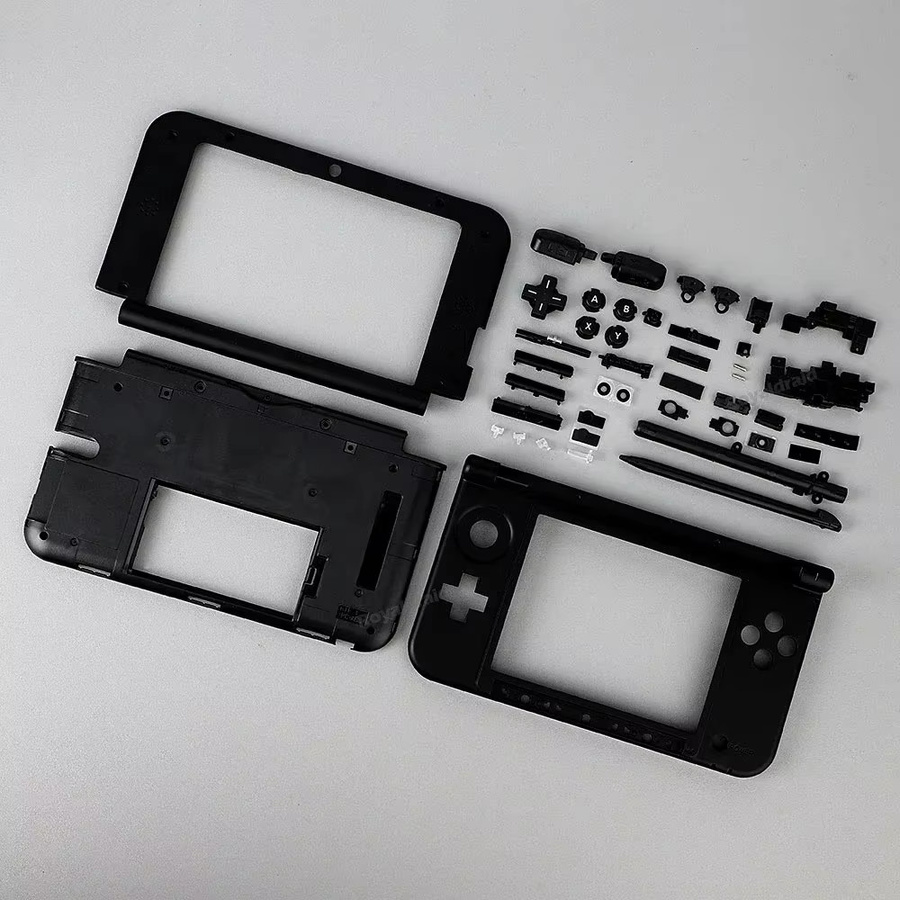 Schwarzes Ersatzgehäuse für Nintendo 3DS XL LL inklusive mittlerem und oberem Kunststoffgehäuse, Batteriefach sowie vollständiger Tasten- und Stiftausstattung - Bild 6