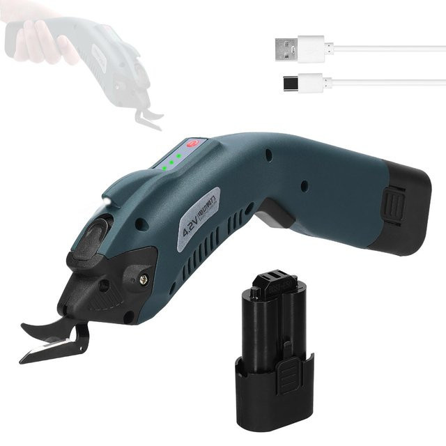 TOMTOP JMS Elektrischer Stoffschneider mit Hochgeschwindigkeitsmotor und 5000mAh Akku, Blau - Bild 1