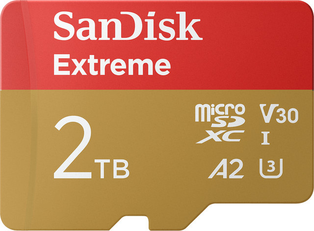 SanDisk Extreme microSDXC Speicherkarte mit 2 TB, Klasse 10, UHS-I, U3, A2, Multicolor - Bild 1