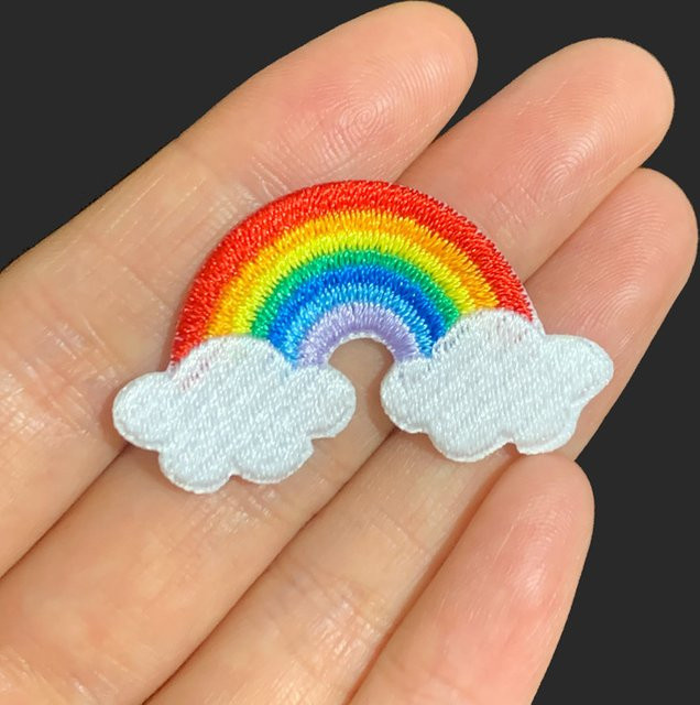 DUTRIEUX Regenbogenwolken Selbstklebende Stickerei-Patch-Applikation in Multicolour für Jeans und DIY-Projekte - Bild 1