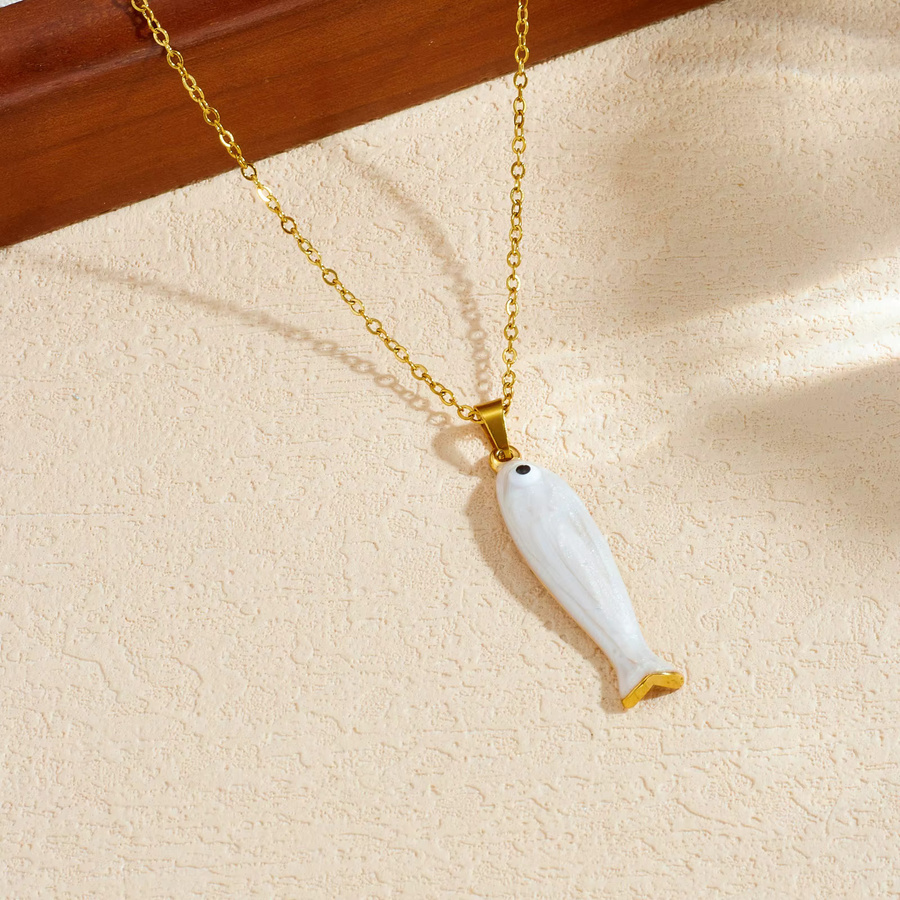DIEYURO Halskette, Fisch-Anhänger, Edelstahl, Gold, Damen - Bild 4