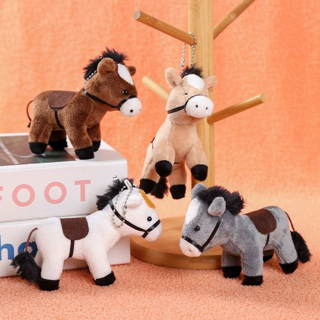 Langhaariger Pony-Anhänger, braunes Pferd, Plüsch, Stofftier - Bild 1