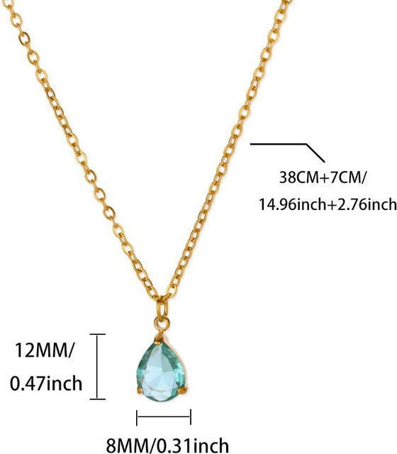 Halskette Edelstahl, Gold, Zirkonia, Kristall, Damen, 45 cm - Bild 1