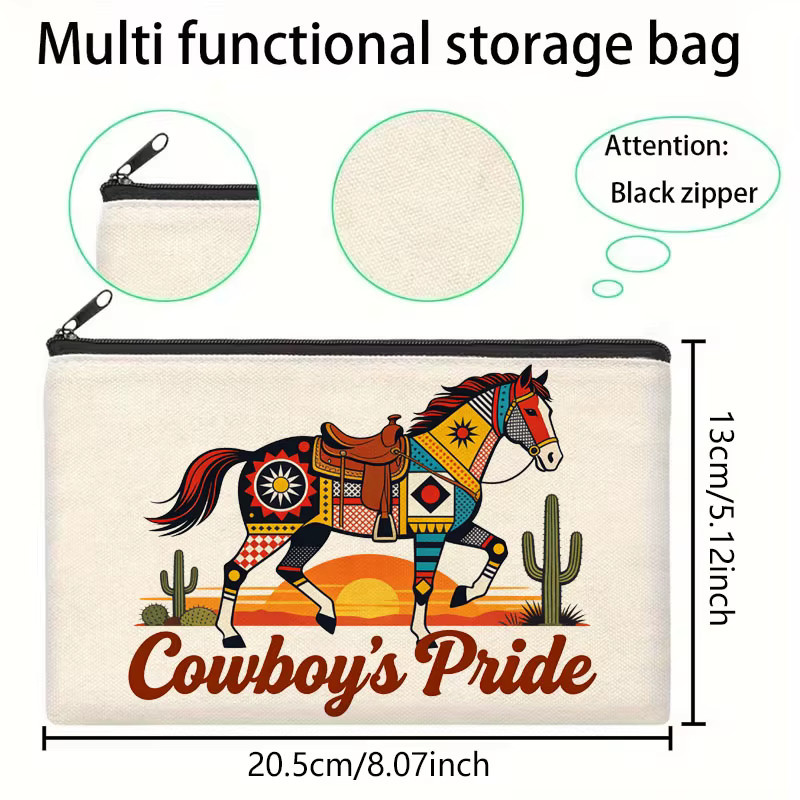 Multifunktionale Canvas-Tasche mit Wüstenpferd-Motiv und Reißverschluss - Bild 2