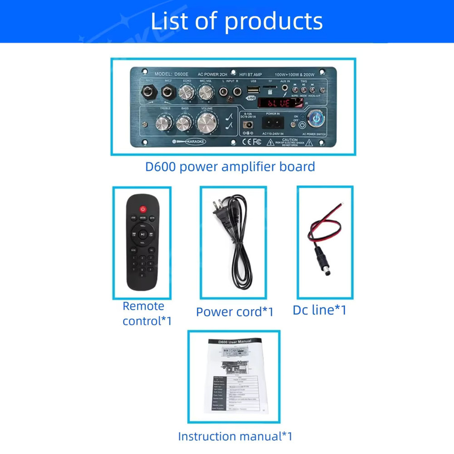 Woopker D600E Bluetooth 5.0 Verstärkerplatine mit 2.1 Kanal und TWS-Funktion für Subwoofer und Stereo-Sound (100W+100W+200W) - Bild 6