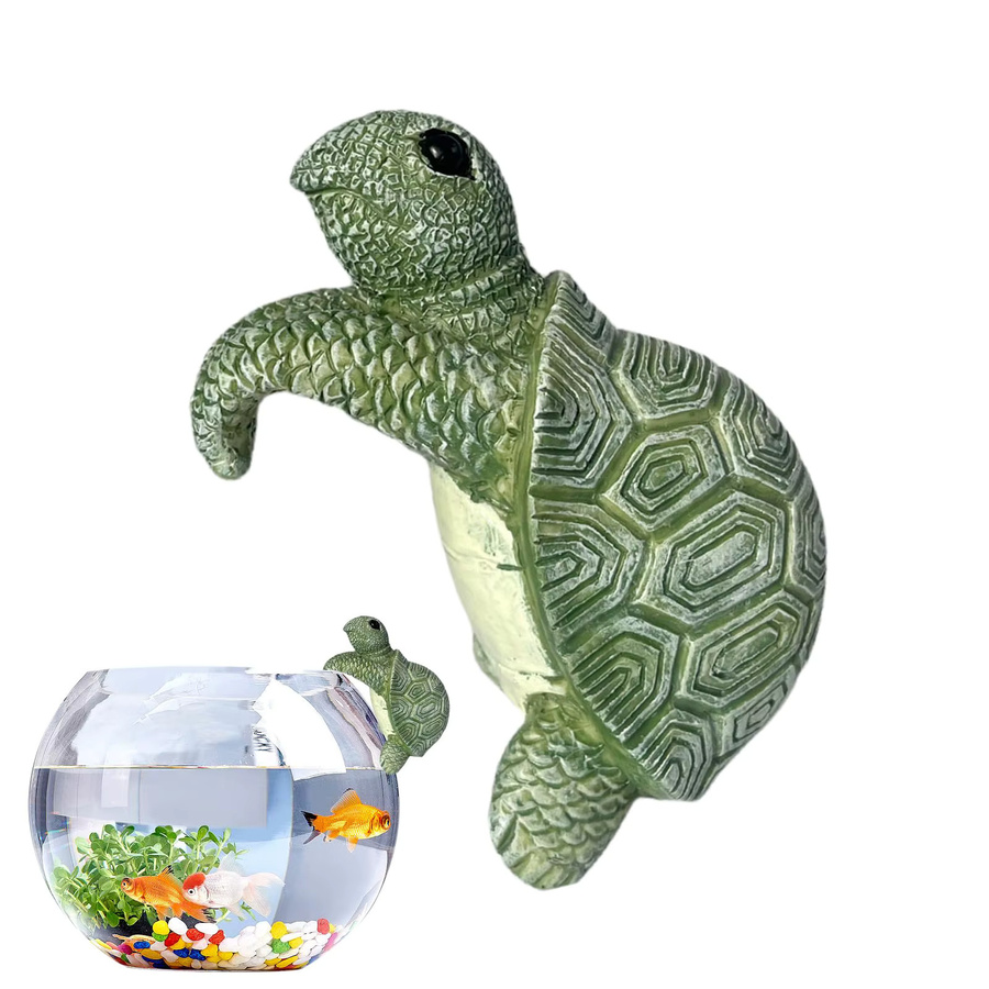 Realistische Schildkrötenstatue aus Kunstharz in Grün als dekorative Gartendekoration - Bild 3