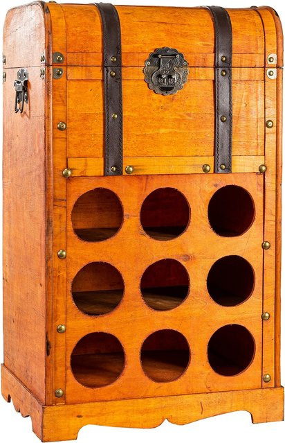 HTI-Living Weinregal Truhe Alistair in Braun für 9 Flaschen im rustikalen Stil - Bild 1