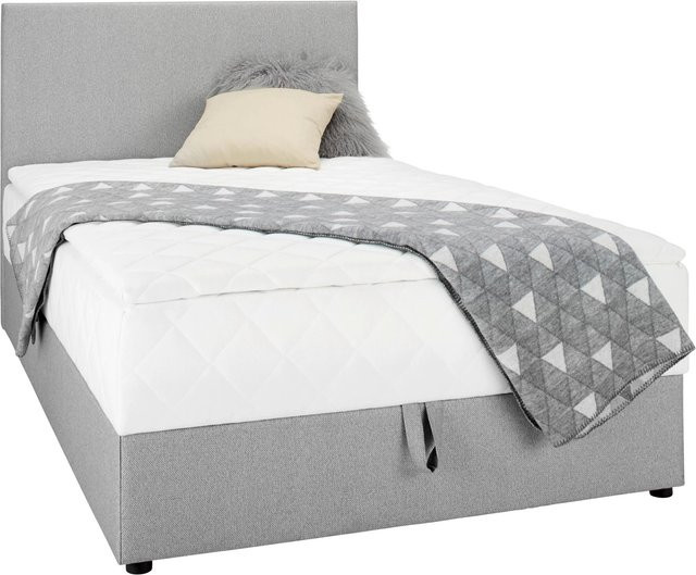 Based Boxbett Boxy in Grau mit Polsterrahmen und Taschenfederkern, B/T: 90 x 200 cm - Bild 1