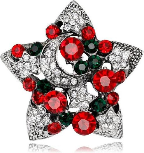YIRAN Jewelry Brosche, Legierung, Strass, Stern, Damen, grau - Bild 1