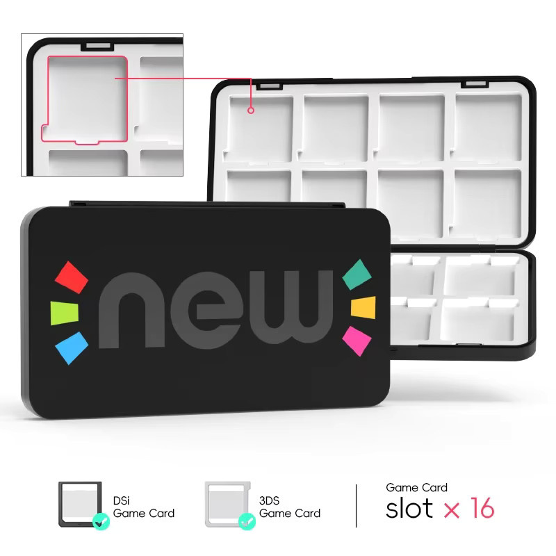 DATA FROG Spielkassettenhalter in Schwarz mit 16 Steckplätzen, tragbarer Aufbewahrungskoffer für 3DS, 2DS und DS-Serie - Bild 7