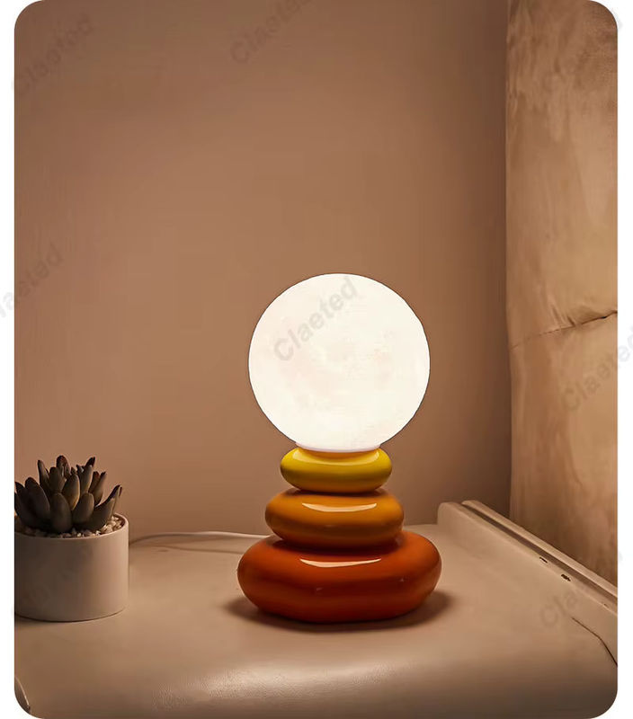 Claeted Tischlampe in Steinform, bunte Nordic Design Nachttischlampe für Schlafzimmer und Wohnzimmer, warmweißes Licht - Bild 2