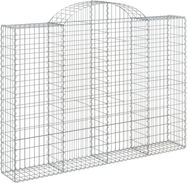 vidaXL Gabionen mit Hochbogen aus verzinktem Eisen, 12 Stück, Silber, B/T/H: 200 x 30 x 140/160 cm - Bild 1