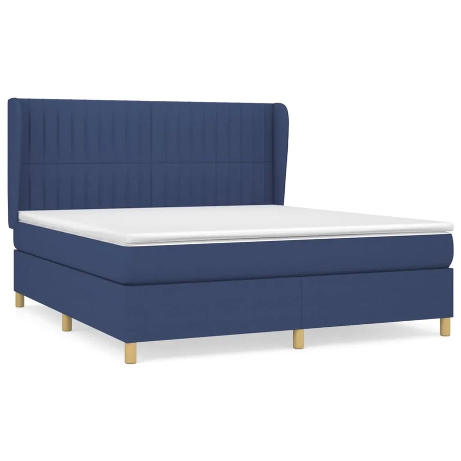 vidaXL Boxspringbett mit Matratze in Blau aus Stoff, Hybrid-Modell mit Taschenfederkern, B/T: 160 x 200 cm - Bild 2