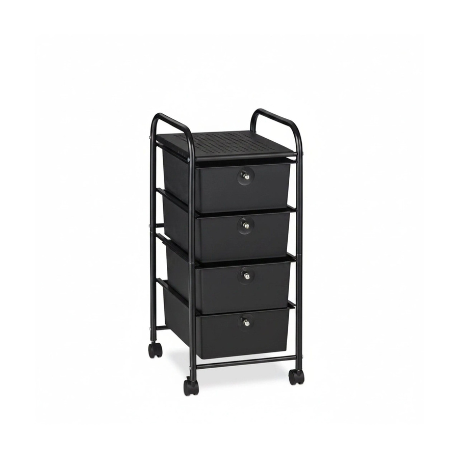 Relaxdays Badrollwagen aus Kunststoff und Eisen in Schwarz mit 4 Schubladen, H: 74 cm, B: 33 cm, T: 39 cm - Bild 2