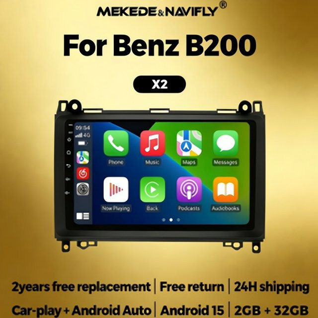 MEKEDE Android 15 Autoradio mit GPS für Mercedes Sprinter Benz B200 Vito W639 Viano B-Klasse W169 W245 W209 in Schwarz - Bild 1