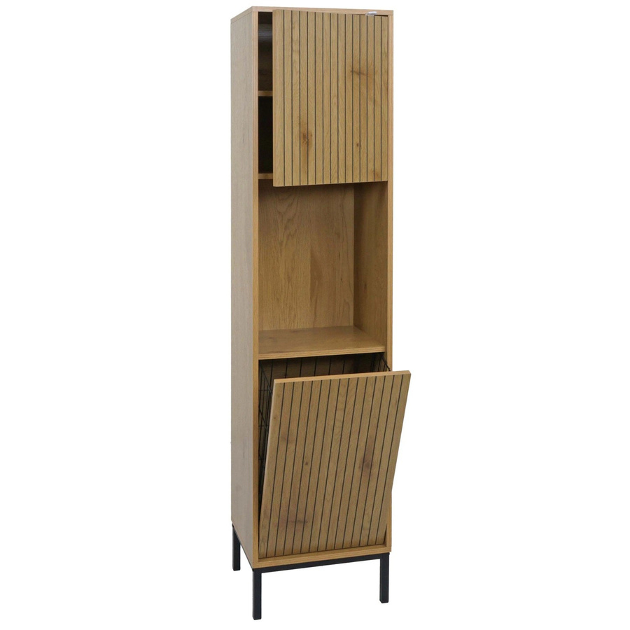 MCW Hochschrank O42 Badschrank aus MDF Melamin in Holzoptik Natur, H x B x T: 174 x 39 x 30 cm - Bild 2
