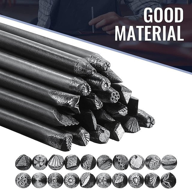 ABUN 20er Set Blumenstanzer aus Stahl mit 4 mm Stempel für Schmuck DIY in Schwarz und Silber - Bild 1