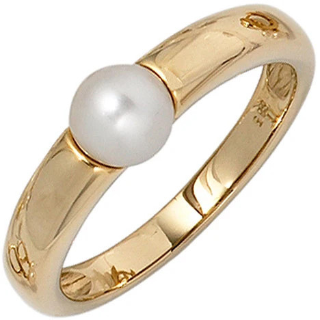 Colfem Ring 585 Gelbgold, Perle, Damen, Ringgröße 50 - Bild 1
