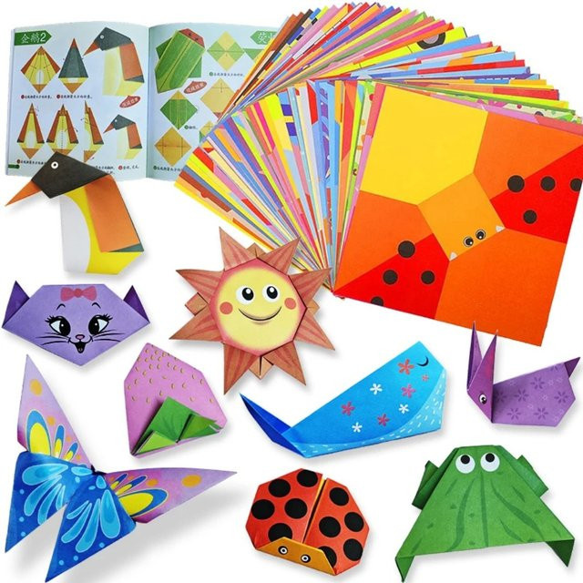 Origami-Set mit 30 Blatt buntem Bastelpapier und Handbuch für Kinder und Anfänger - Bild 1