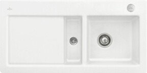 Villeroy & Boch Küchenspüle Subway 60 Flat flächenbündig in Stone White aus Keramik mit Ablaufgarnitur und Exzenter - Bild 1