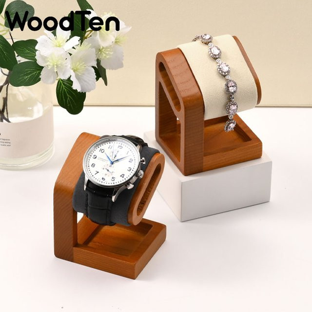 WoodTen Uhrenaufbewahrungsständer aus Massivholz für Ringe und Ohrringe in Beige oder Braun - Bild 1