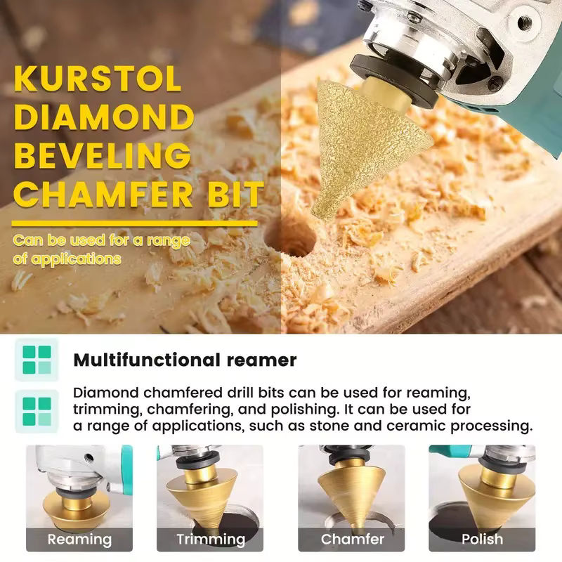 GHTYONG Diamant-Fasenfräser M14 zum Lochvergrößern und Schleifen für Granit, Marmor und Fliesen, Durchmesser: 50 mm, Farbe: Gold - Bild 4