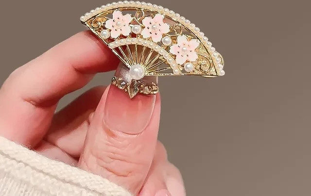 HIYAYZ Haar Clip, Perle Sakura Fan, Damen - Bild 1