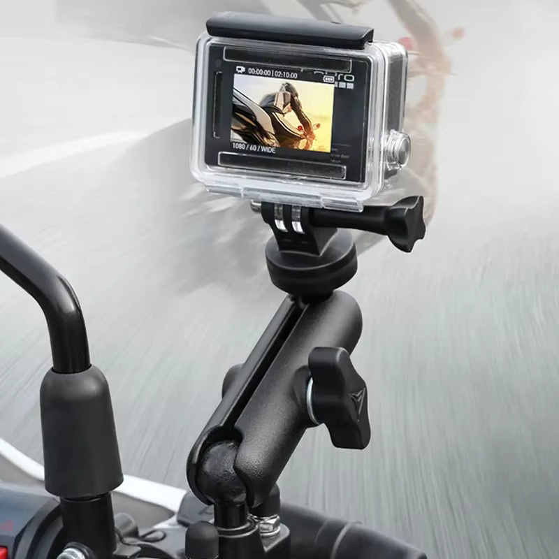 360 Grad rotierende Action Kamera Halterung für GoPro Hero 8/7/6/5/4/3 in Schwarz für Motorrad und Fahrrad zur Lenker- oder Spiegelmontage - Bild 2