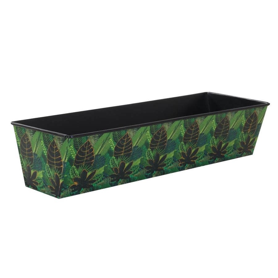 A.H.G. Blumenkasten Flora Eckig mit Gold-Reflexen und Blätterprint, Grün Metallic Gold, B: 51 cm, T: 18 cm, H: 10,5 cm - Bild 2