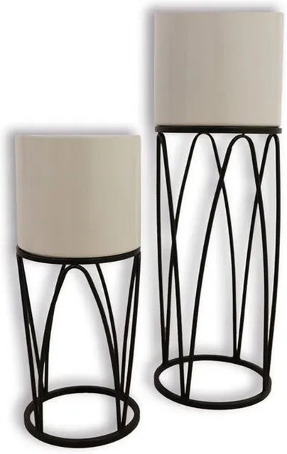 Frank Flechtwaren Übertopf Retro 2er Set in Schwarz und Weiß, Durchmesser: 20 cm, Höhe: 18 cm - Bild 1